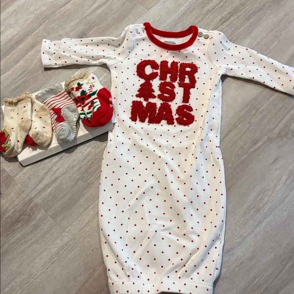 Mud Pie Red and White Baby Gown - Picture 1 of 3